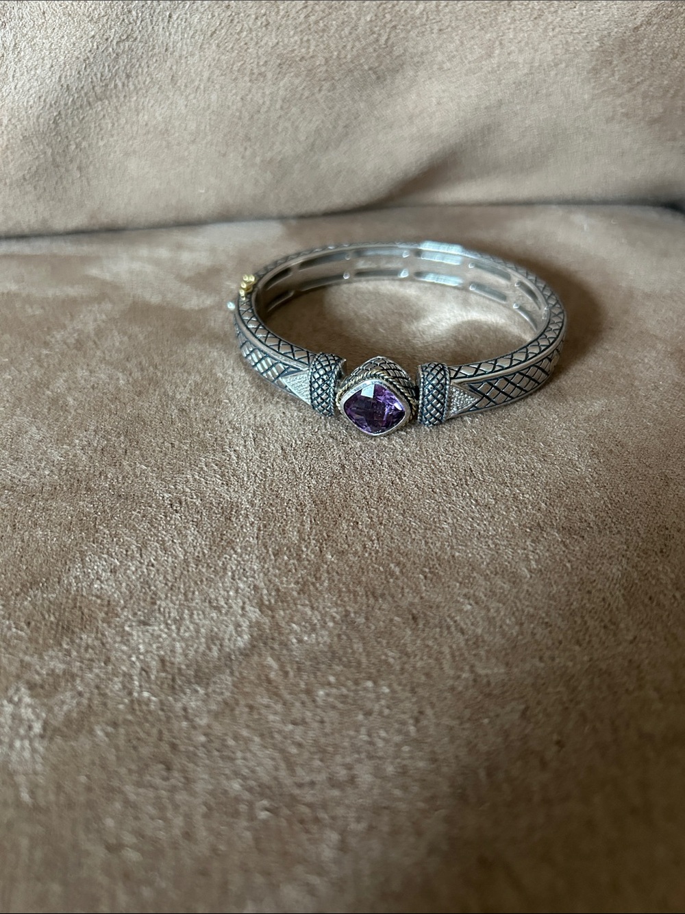 Andrea candela Sterling Silver Amethyst Hinged Bangle Bracelet